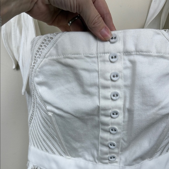 Self-Portrait White Floral Lace Blouse crochet off shoulder top with bows size 2 - Picture 5 of 9